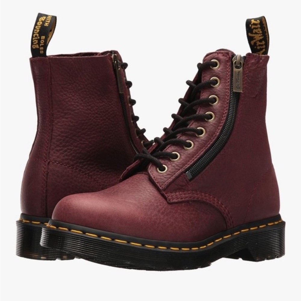 Dr. Martens Women's 1460 Pascal W/Zip Burgundy Combat Boot